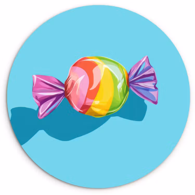 Quadro rotondo - Blu - Caramelle - Arcobaleno — 1