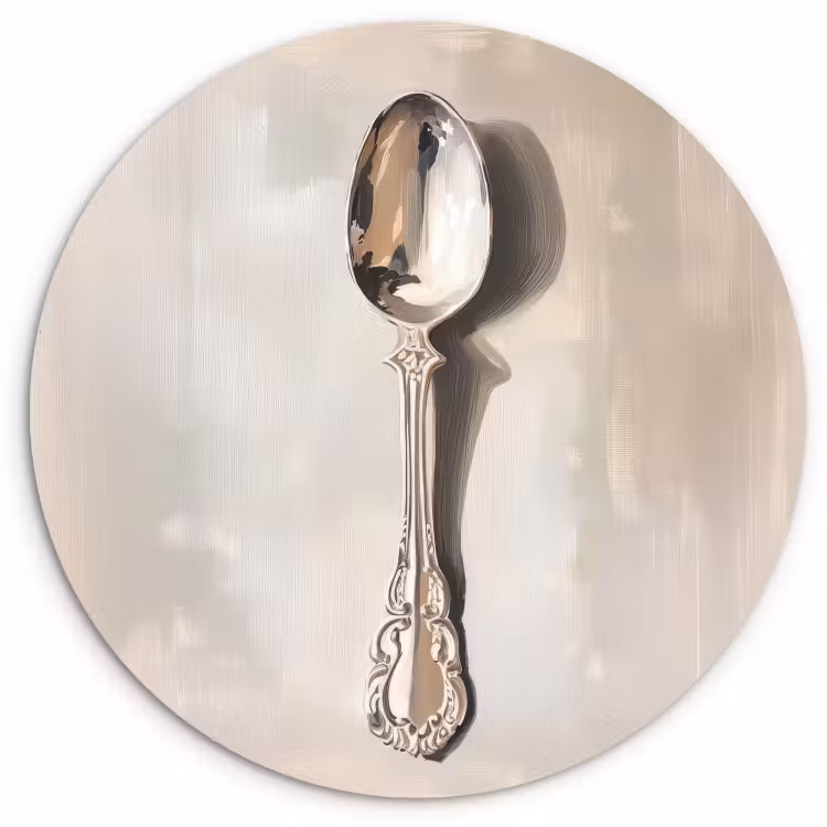 Quadro rotondo - Cucchiaio - Vernice - Argento — 2