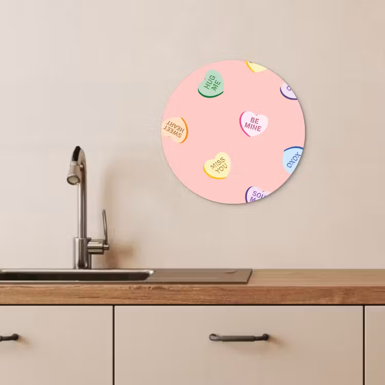 Quadro rotondo - Cuore - Caramelle - Pastello - Testo — 4