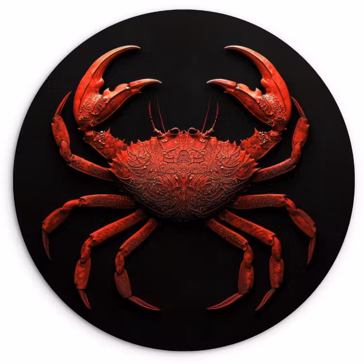 Quadro rotondo - Granchio - Rosso - Pesce - Crostacei — 1
