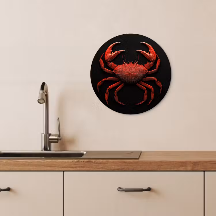 Quadro rotondo - Granchio - Rosso - Pesce - Crostacei — 2