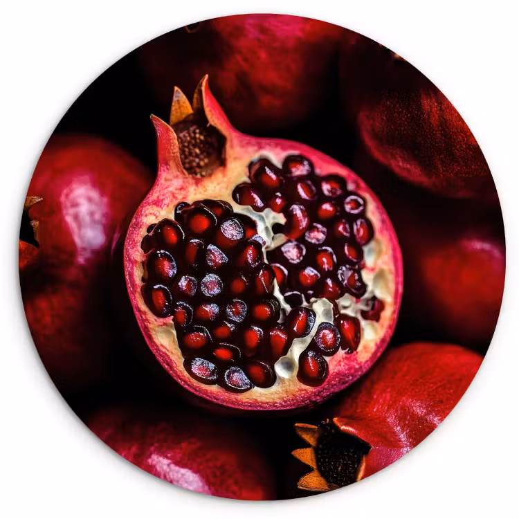 Quadro rotondo - Melograno - Rosso - Frutta — 1