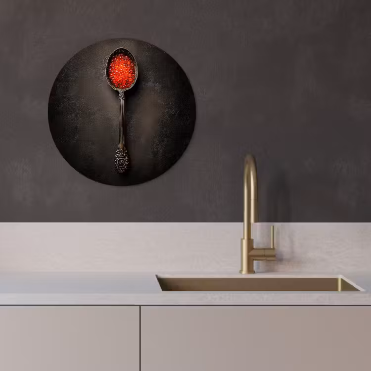 Quadro rotondo - Nero - Cucchiaio - Caviale — 4