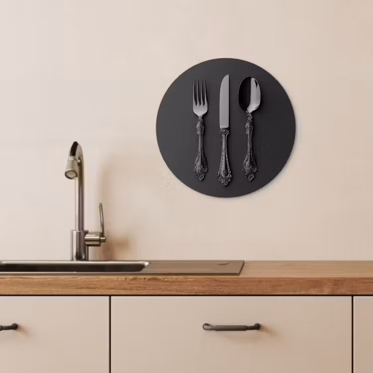 Quadro rotondo - Posate - Nero — 4