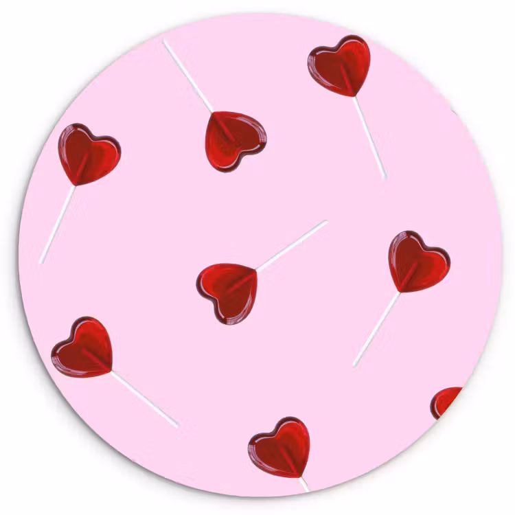 Quadro rotondo - Rosa - Cuore - Lecca-lecca - Caramella — 1