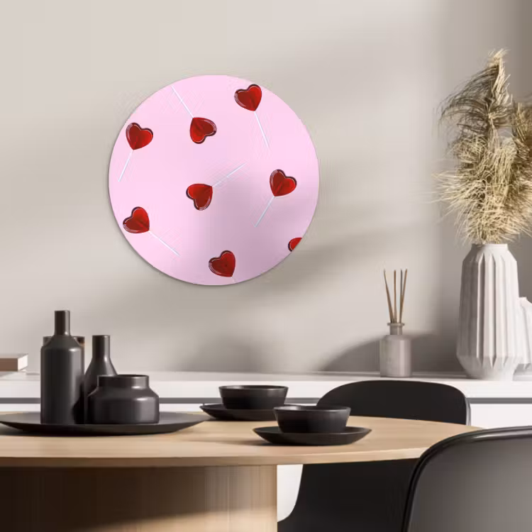 Quadro rotondo - Rosa - Cuore - Lecca-lecca - Caramella — 3