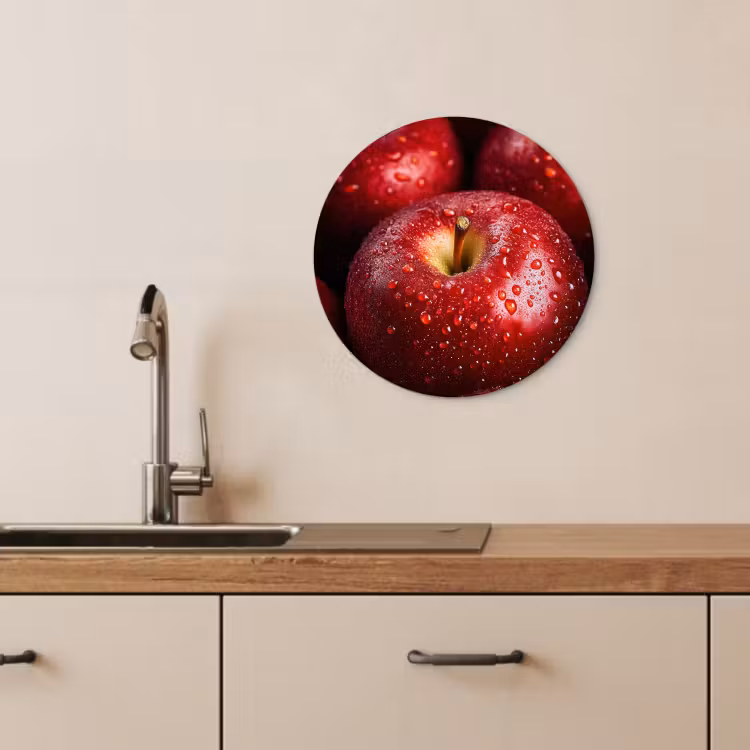 Quadro rotondo - Rosso - Mele - Frutta — 2