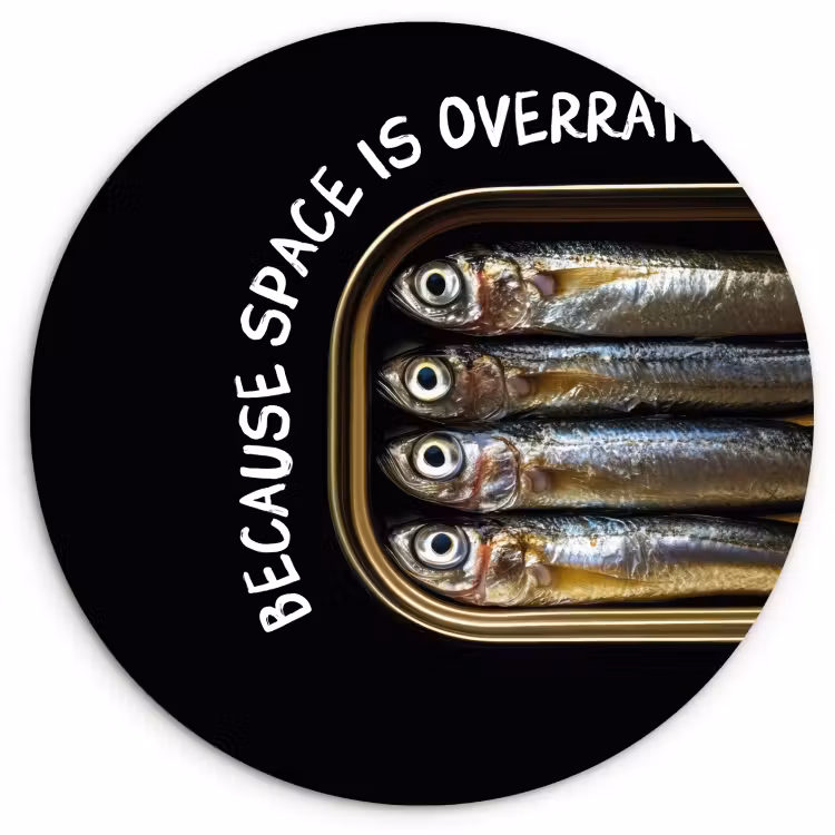 Quadro rotondo - Sardine - Testo - Pesce - In scatola — 1