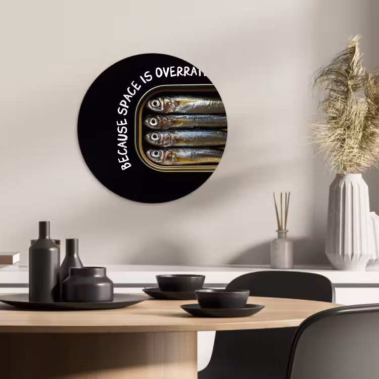 Quadro rotondo - Sardine - Testo - Pesce - In scatola — 2