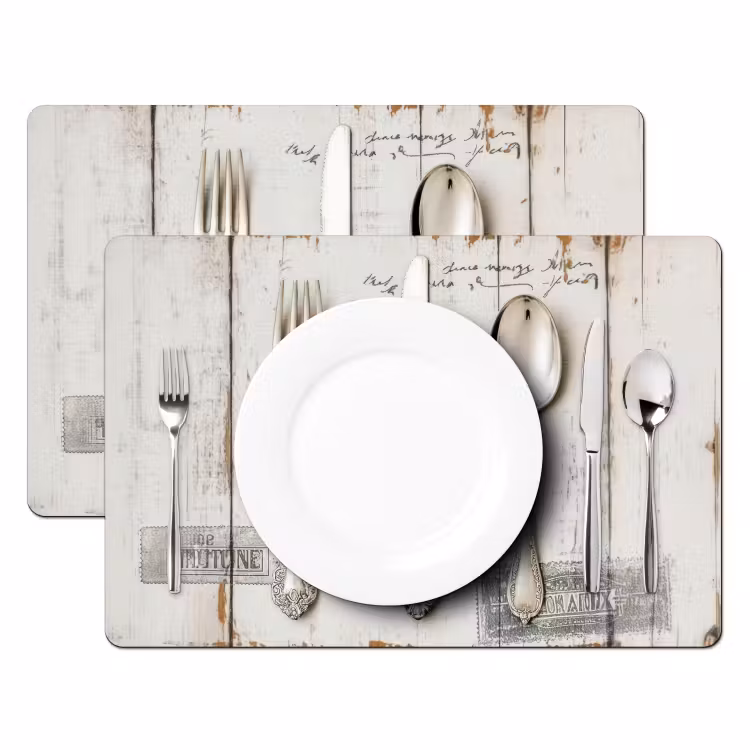 Tovaglietta in vinile - Argento - Posate - Legno — 2