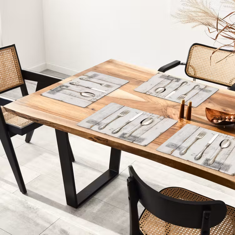 Tovaglietta in vinile - Argento - Posate - Legno — 4