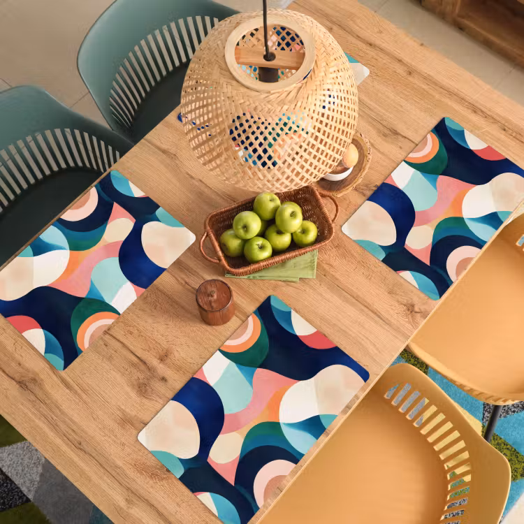 Tovagliette - Astratto - Blu - Rosa — 3