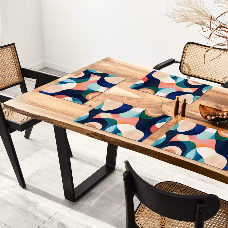 Tovagliette - Astratto - Blu - Rosa — 4