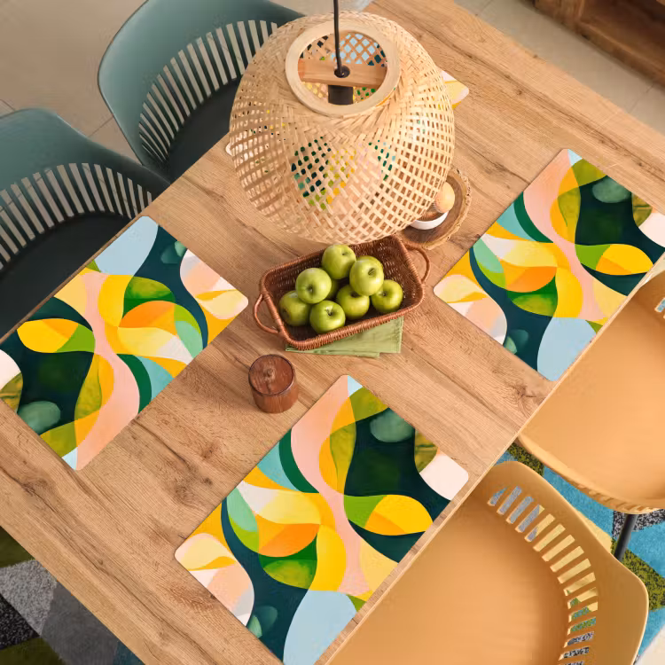 Tovagliette - Astratto - Giallo - Rosa - Verde — 3