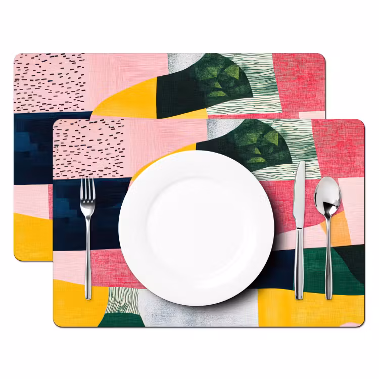 Tovagliette - Astratto - Rosa - Forme - Giallo — 2