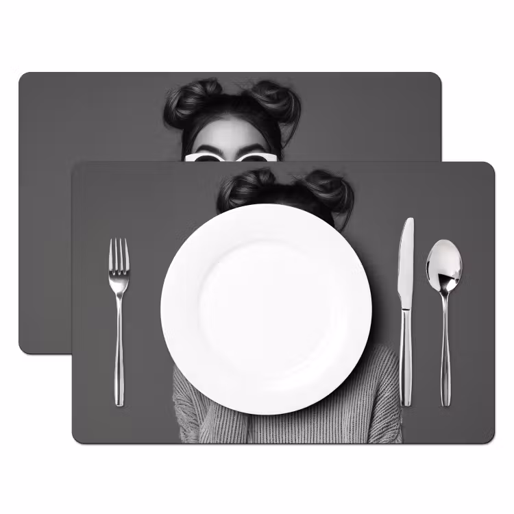 Tovaglietta in vinile - Donna - Caffè - Nero - Bianco — 2