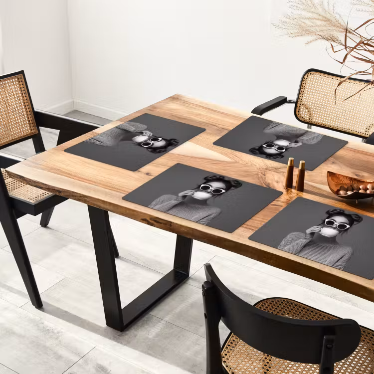 Tovaglietta in vinile - Donna - Caffè - Nero - Bianco — 4