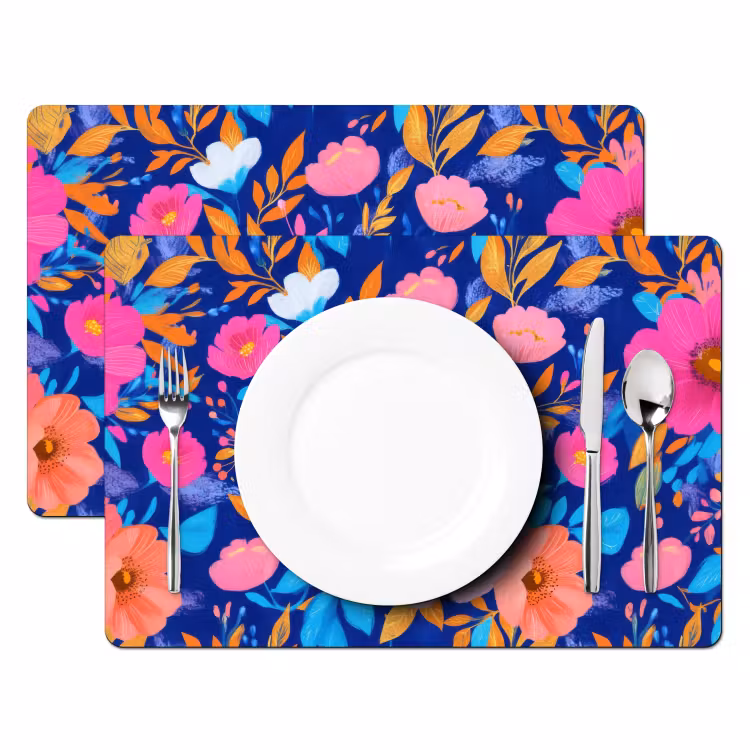 Tovagliette - Fiori - Blu - Rosa — 2