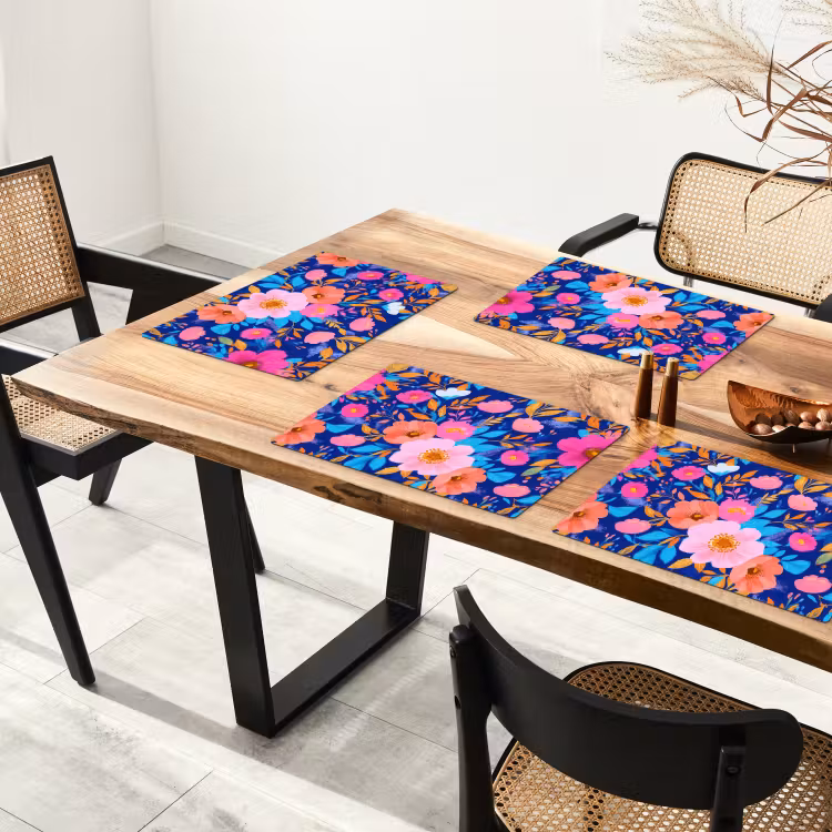 Tovagliette - Fiori - Blu - Rosa — 4