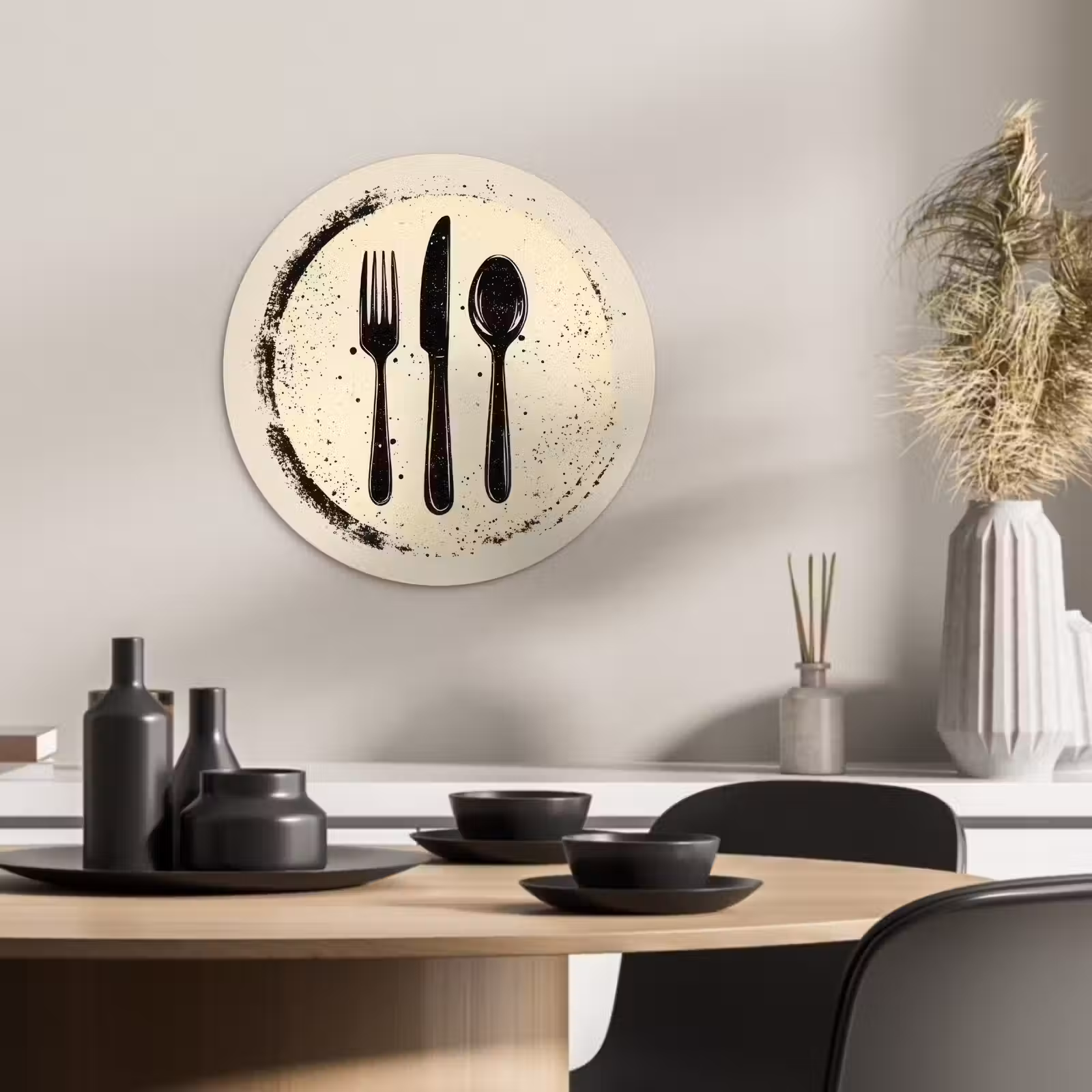 Quadro rotondo - Nero - Posate - Rotonde — 1