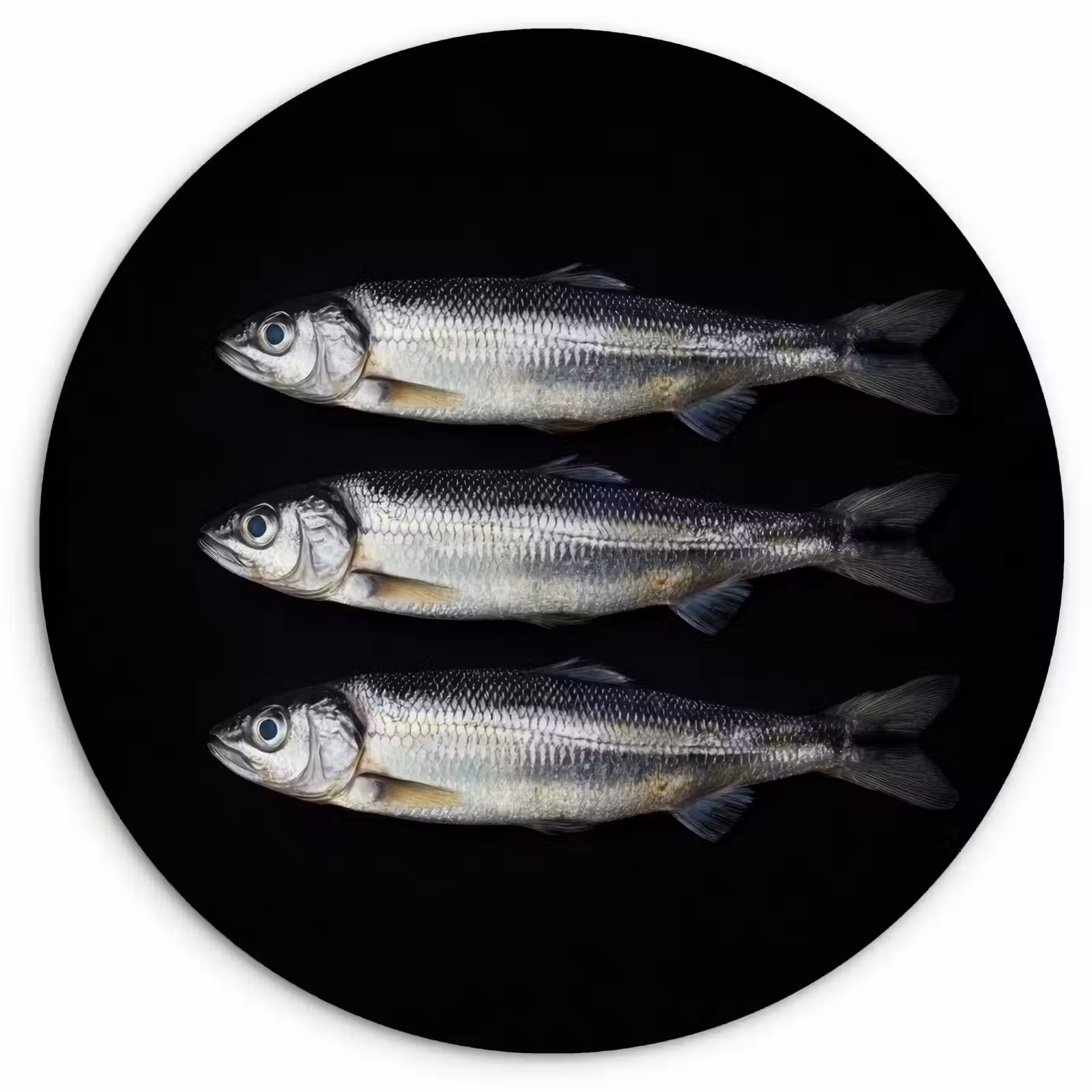 Quadro rotondo - Aringa - Pesce - Nero — 1