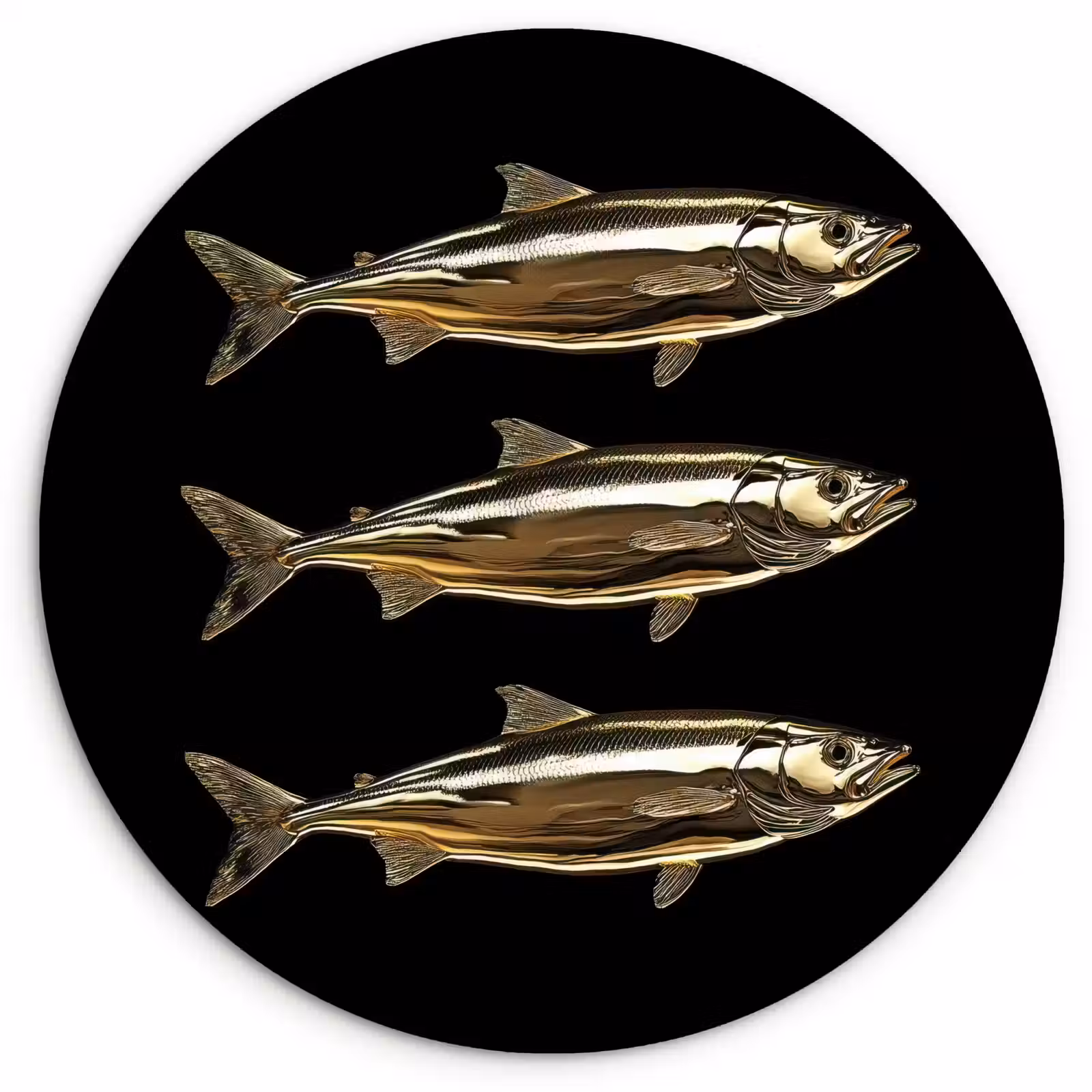Quadro rotondo - Pesci - Oro - Nero — 1