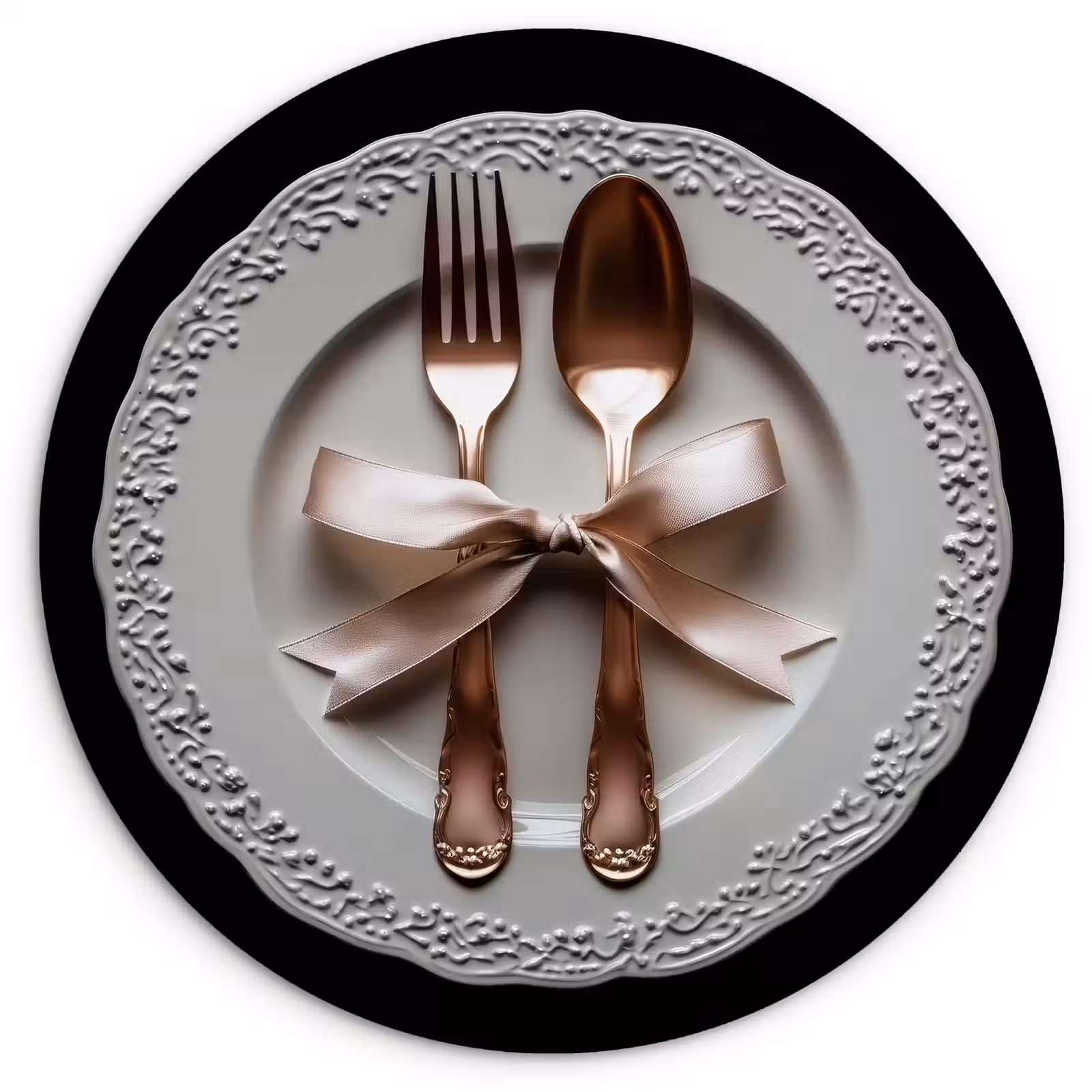 Quadro rotondo - Rosa - Fiocco - Posate — 1