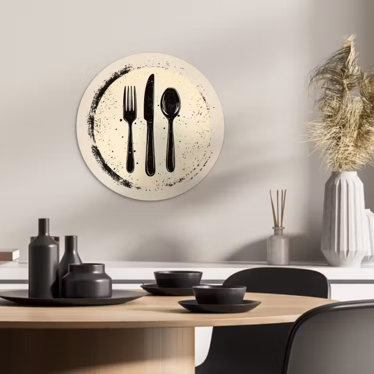 Quadro rotondo - Nero - Posate - Rotonde — 1