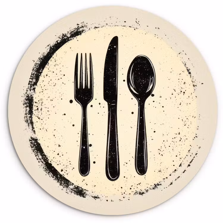 Quadro rotondo - Nero - Posate - Rotonde — 2