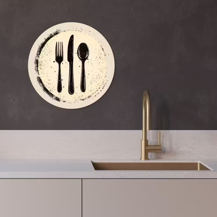 Quadro rotondo - Nero - Posate - Rotonde — 3