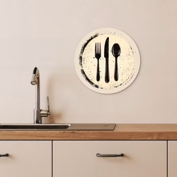 Quadro rotondo - Nero - Posate - Rotonde — 4