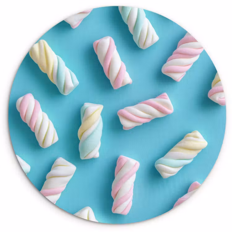 Quadro rotondo - Bacon - Pastello - Caramelle - Blu — 1