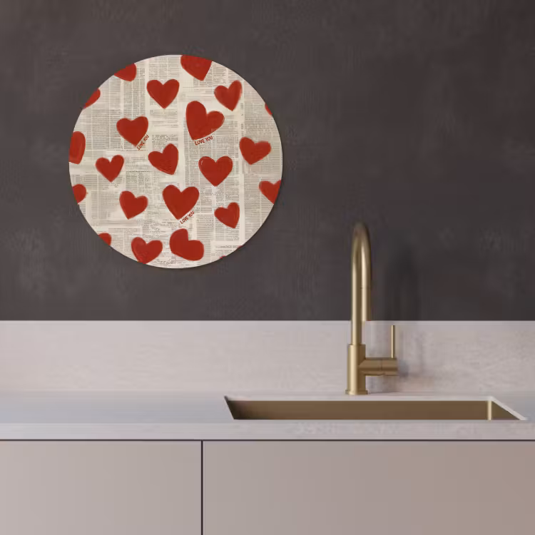 Quadro rotondo - Cuori - Giornale - Loveyou — 3
