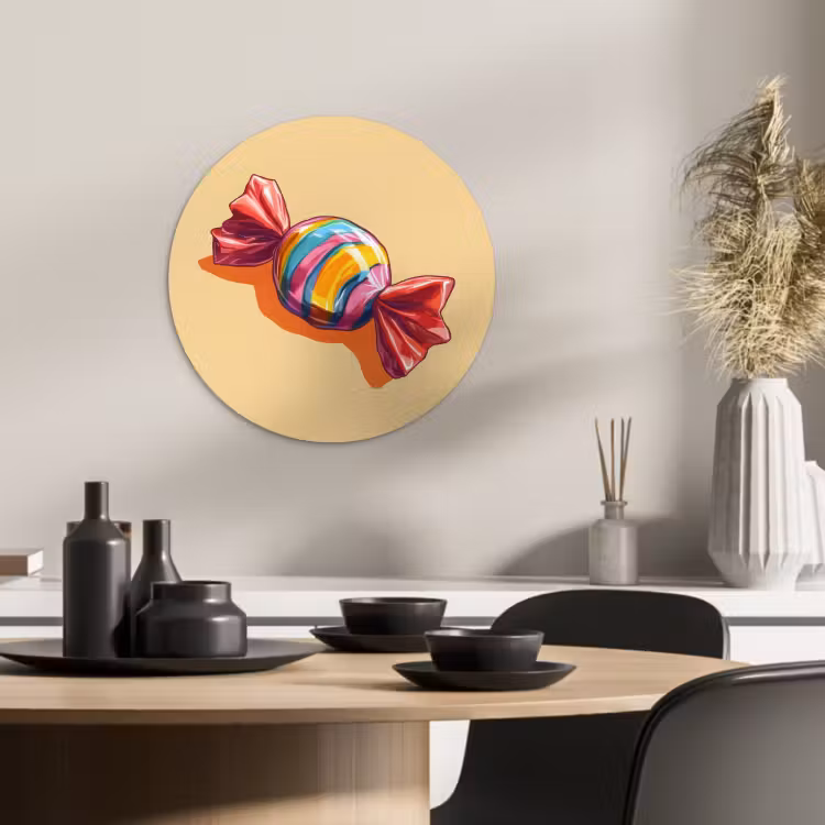 Quadro rotondo - Giallo - Caramella - Colore — 2