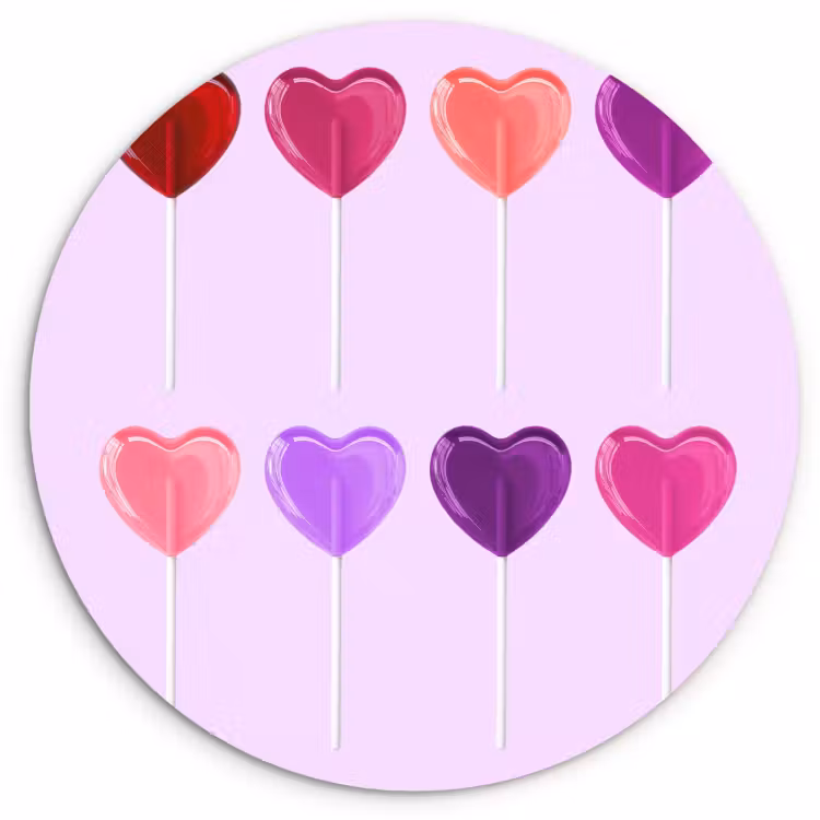 Quadro rotondo - Lecca-lecca - Cuore - Rosa - Caramella — 1