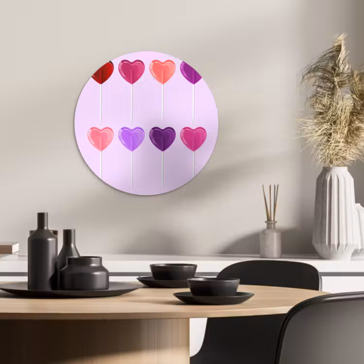 Quadro rotondo - Lecca-lecca - Cuore - Rosa - Caramella — 3