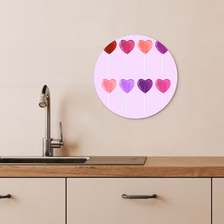 Quadro rotondo - Lecca-lecca - Cuore - Rosa - Caramella — 4