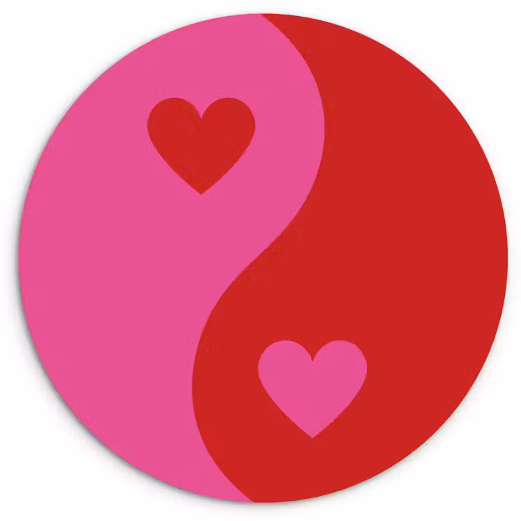 Quadro rotondo - Minimalista - Rosso - Rosa - Cuori — 1