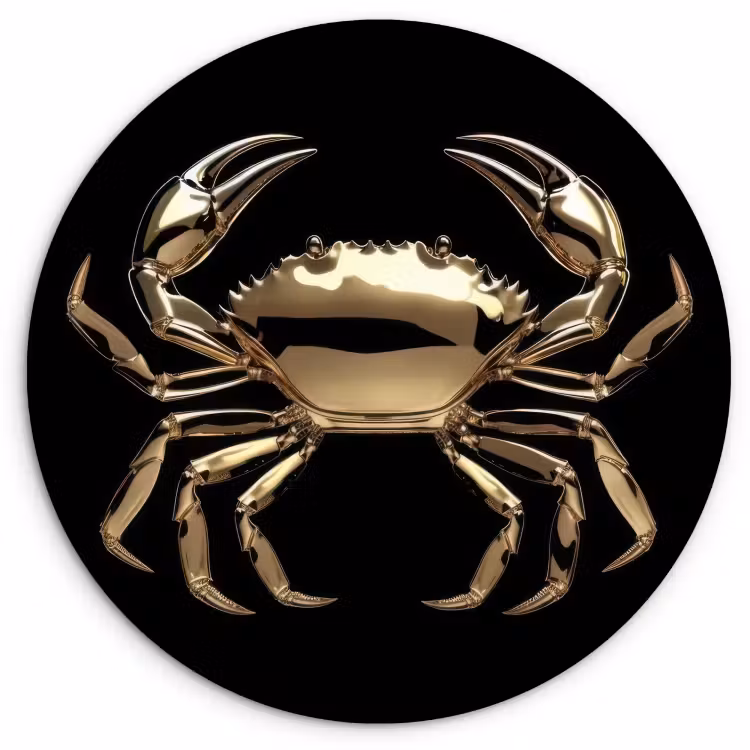 Quadro rotondo - Oro - Granchio - Animali - Nero — 4