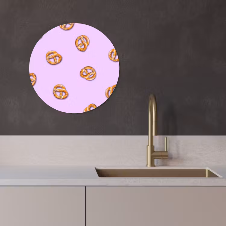 Quadro rotondo - Pretzel - Cibo - Viola — 2