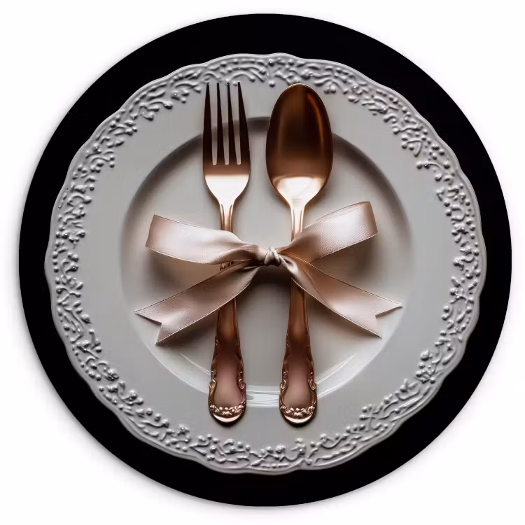 Quadro rotondo - Rosa - Fiocco - Posate — 1