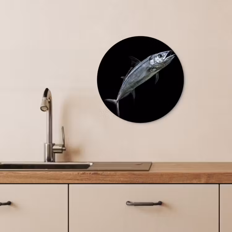Quadro rotondo - Sgombro - Pesce - Nero — 1