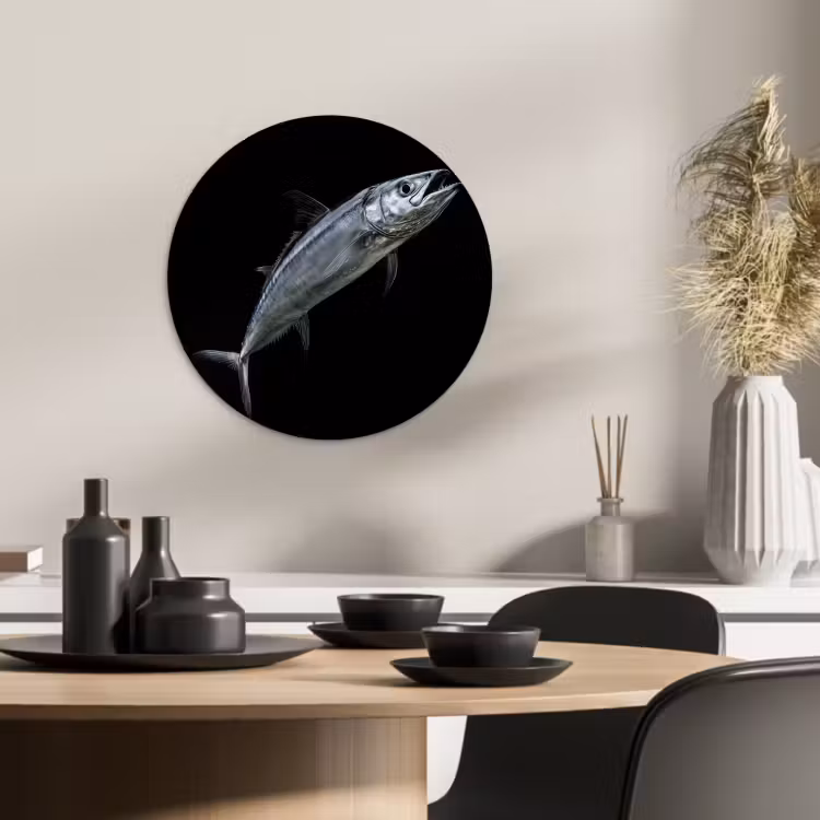 Quadro rotondo - Sgombro - Pesce - Nero — 3
