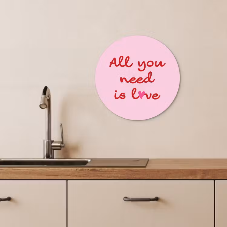 Quadro rotondo - Testo - Rosa - Amore - Cuore — 2