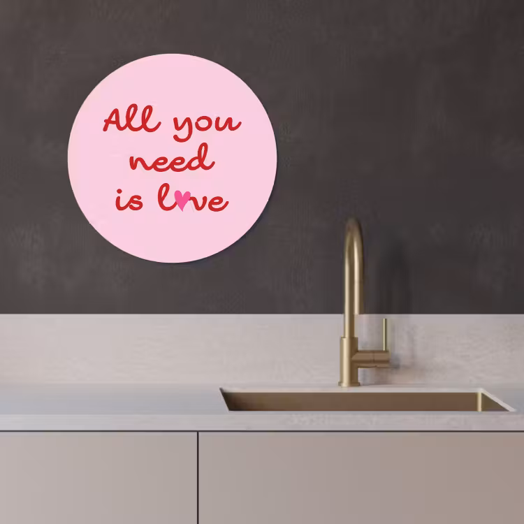 Quadro rotondo - Testo - Rosa - Amore - Cuore — 4