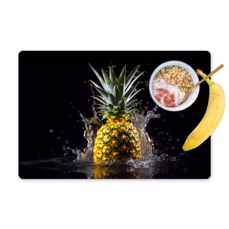 Tovaglietta in vinile - Ananas - Frutta - Acqua - Piante - Nero — 1