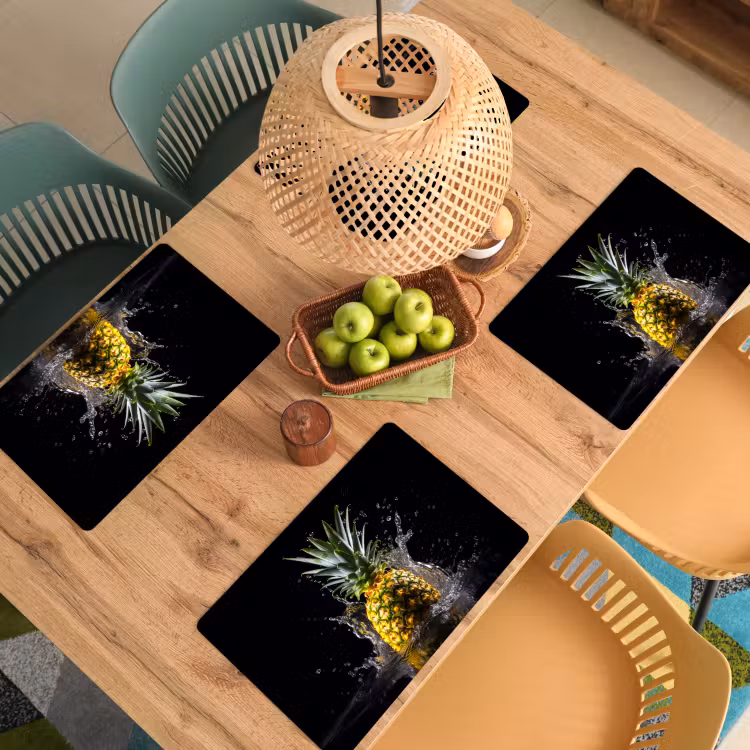 Tovaglietta in vinile - Ananas - Frutta - Acqua - Piante - Nero — 3