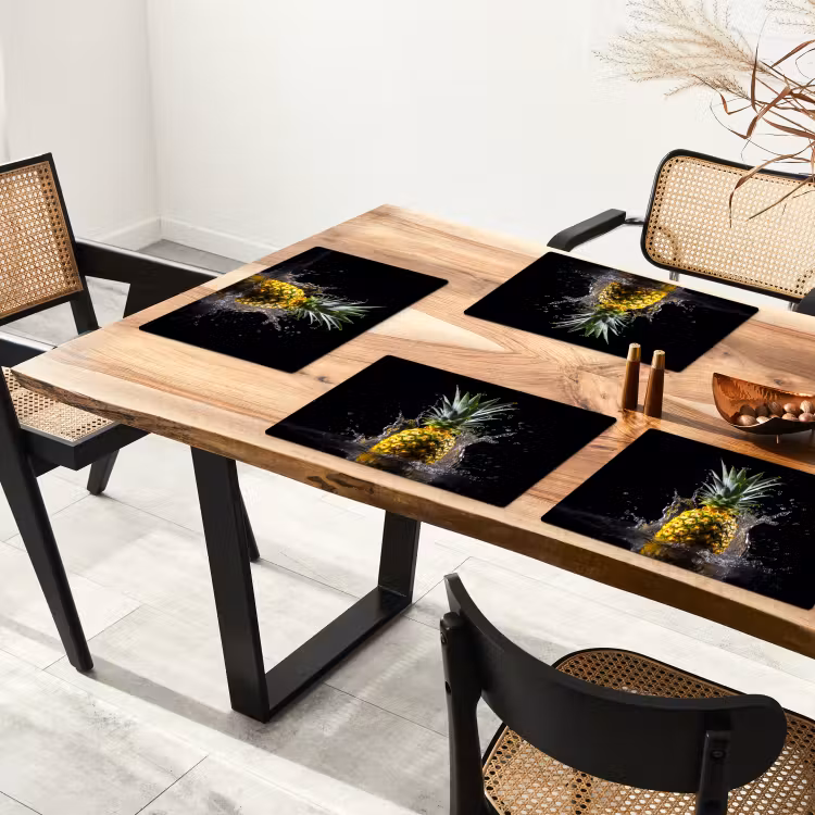 Tovaglietta in vinile - Ananas - Frutta - Acqua - Piante - Nero — 4