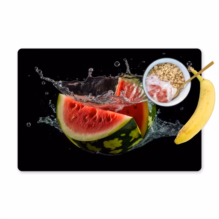 Tovaglietta in vinile - Anguria - Nero - Acqua - Frutta - Melone — 1