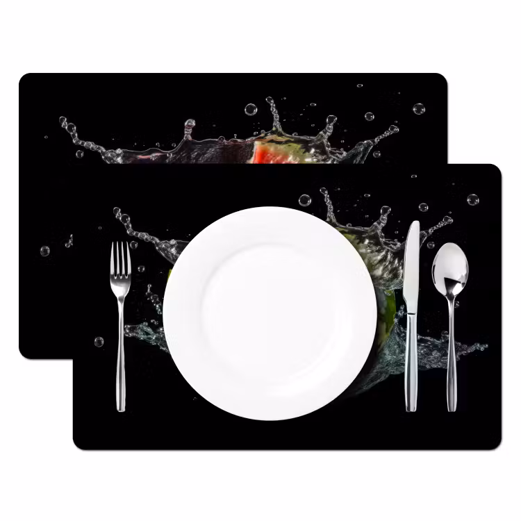 Tovaglietta in vinile - Anguria - Nero - Acqua - Frutta - Melone — 2